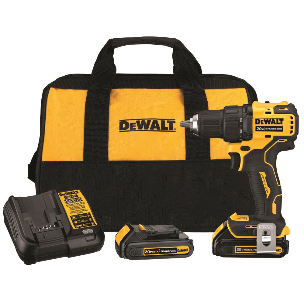 DEWALT 20V MAX* Brushless Compact 1/2 in. Drill/Driver Kit (2 Batteries) - Flockneti