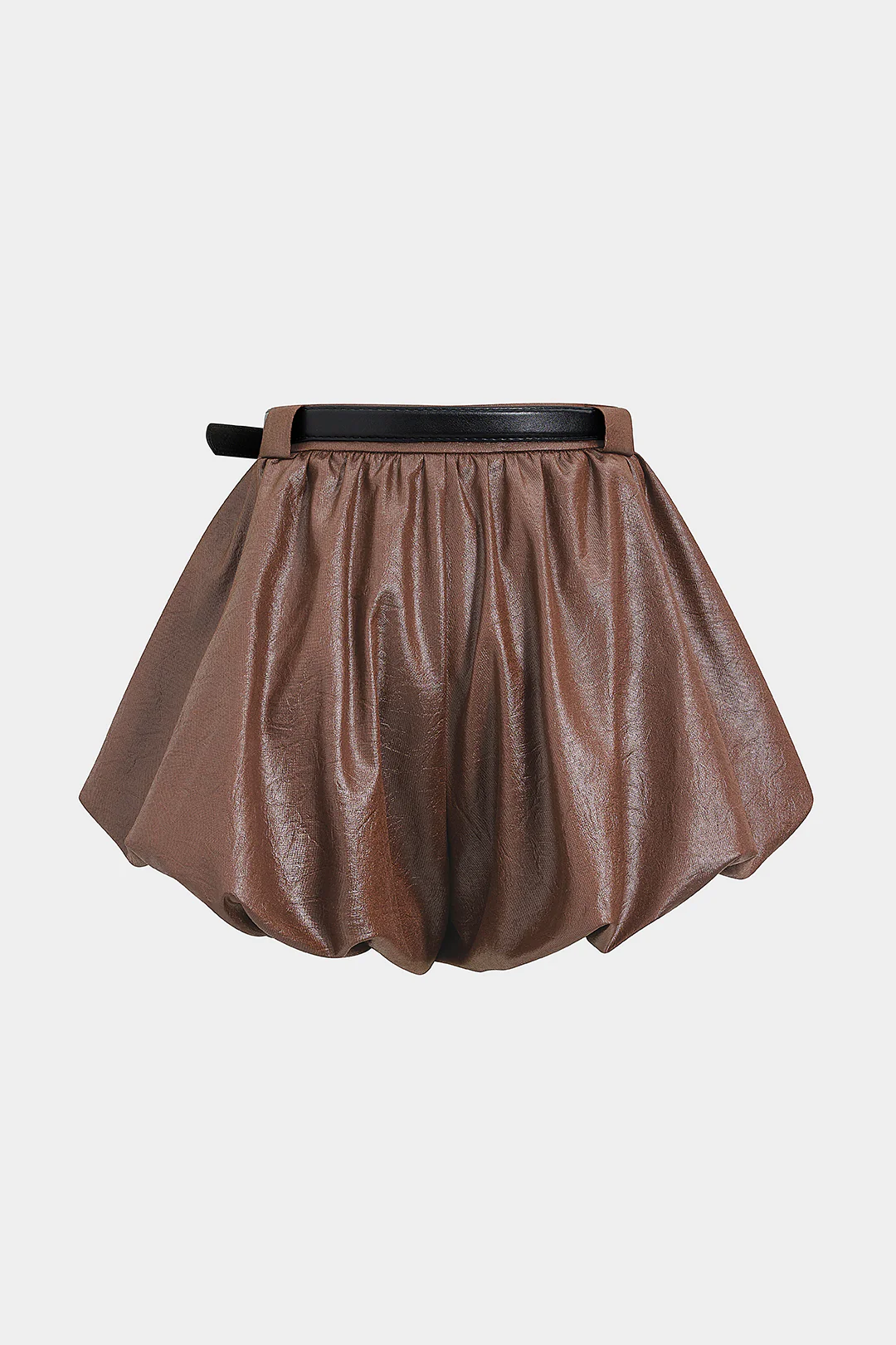 Ruched Belted Puff Shorts - Flockneti