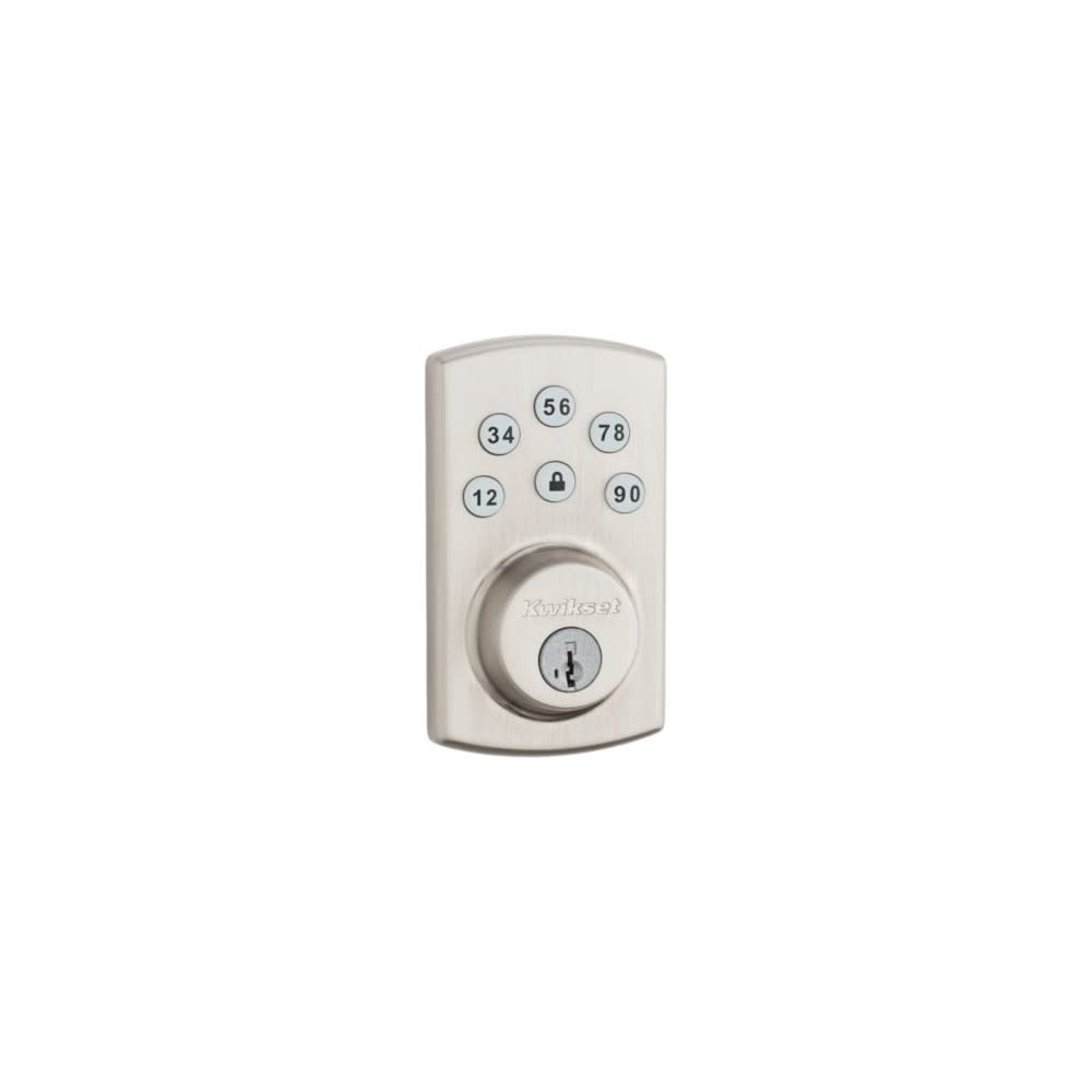 Kwikset Satin Nickel Keyed One Side Powerbolt 2 Electronic Deadbolt - Flockneti