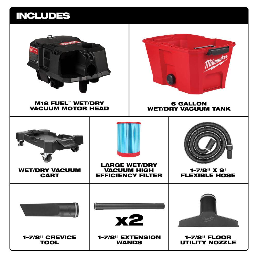 Milwaukee M18 FUEL Wet/Dry Vacuum 6 Gallon Bare Tool - Flockneti