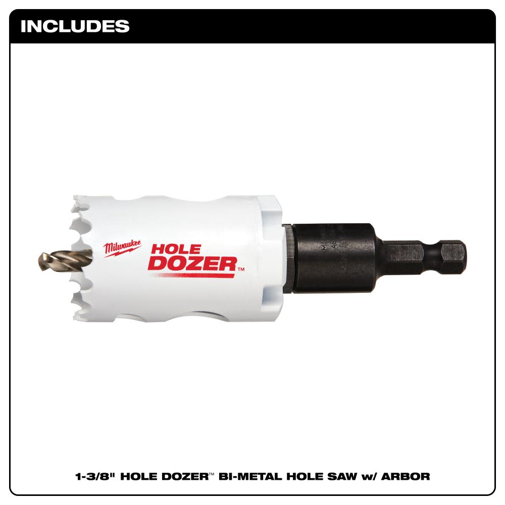 Milwaukee 1-3/8″ HOLE DOZER Bi-Metal Hole Saw with Arbor - Flockneti