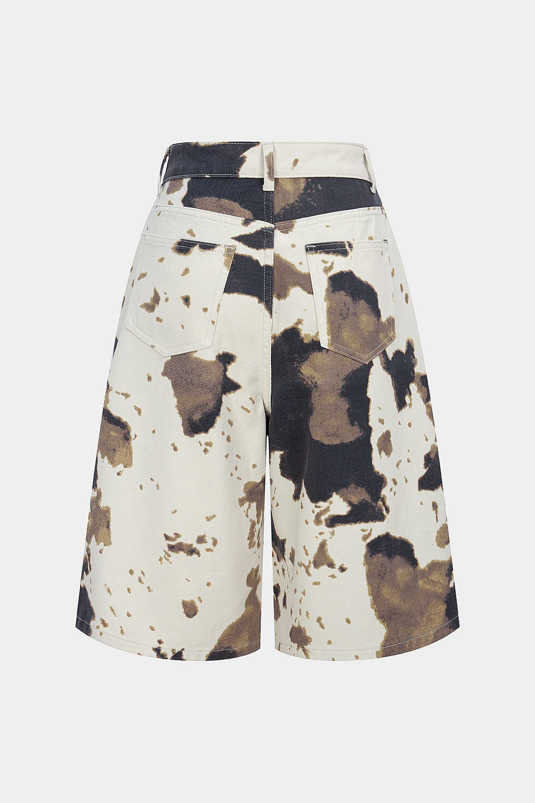 Denim Cow Print High Waist Shorts - Flockneti