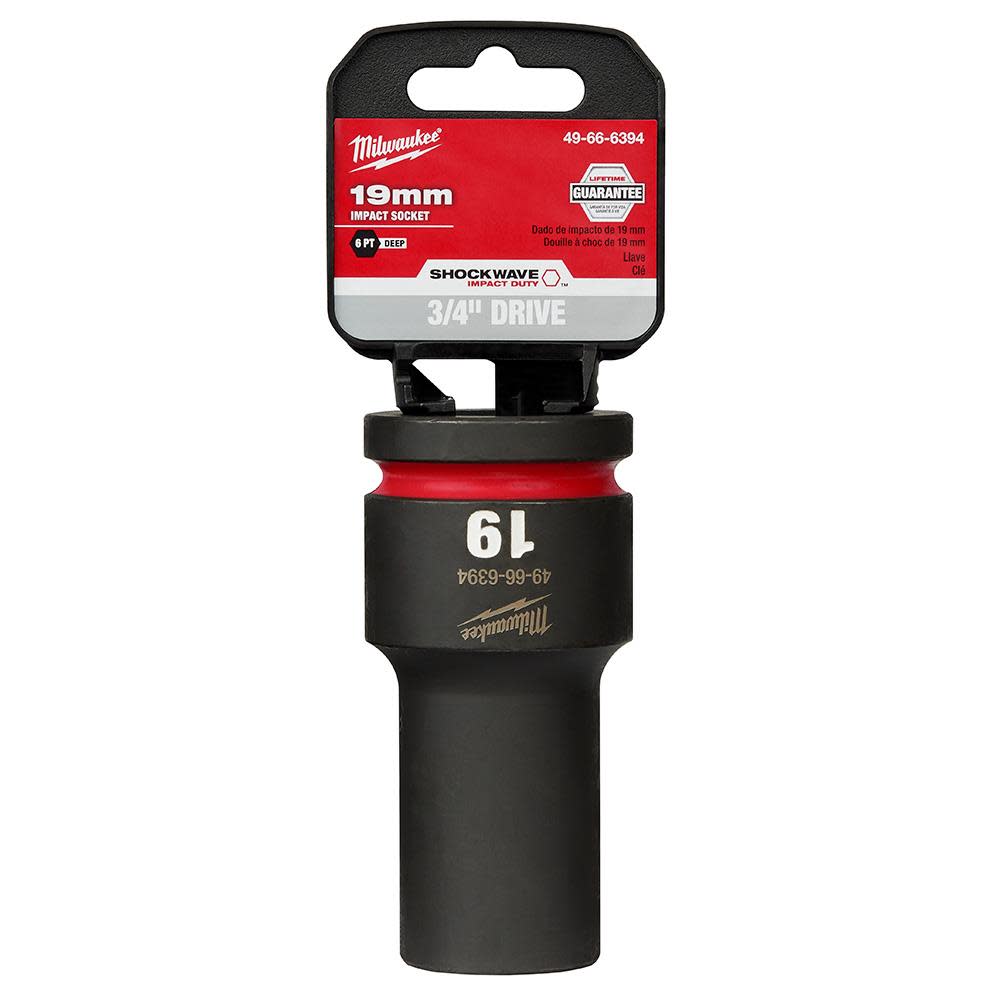 Milwaukee SHOCKWAVE Impact Duty Socket 3/4″ Drive 19MM Deep 6 Point - Flockneti