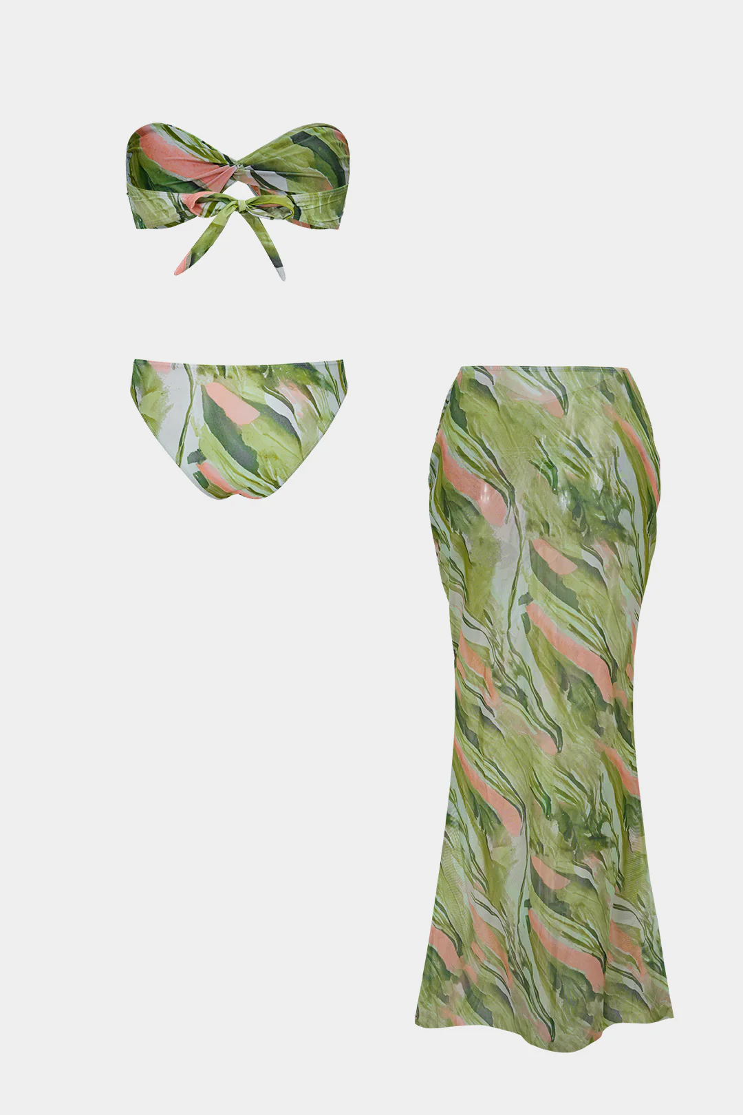 Floral Print Tie-Up Wrap Bikini Set - Flockneti