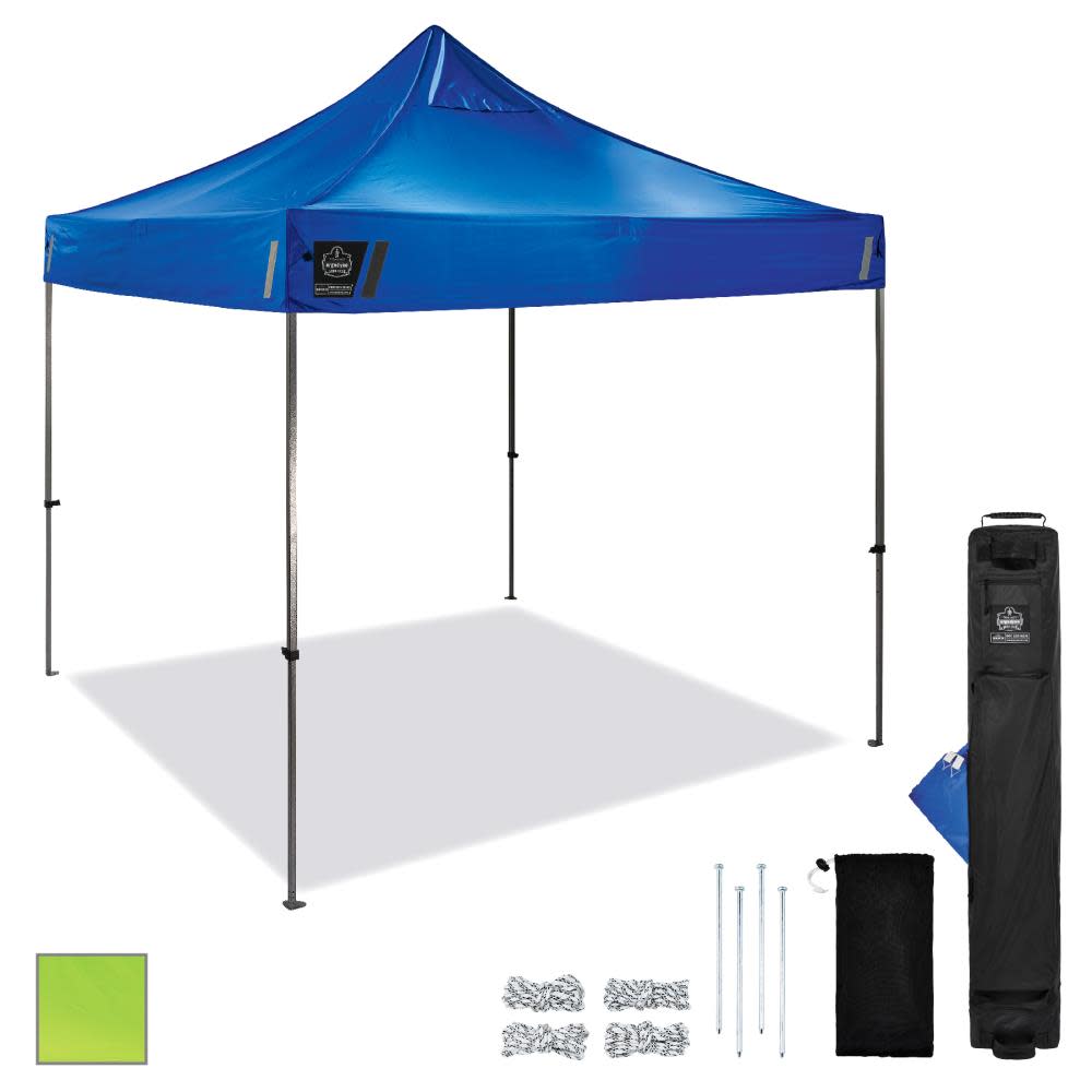 Ergodyne Shax 6000 Single Blue Heavy Duty Pop Up Tent 10′ x 10′ - Flockneti