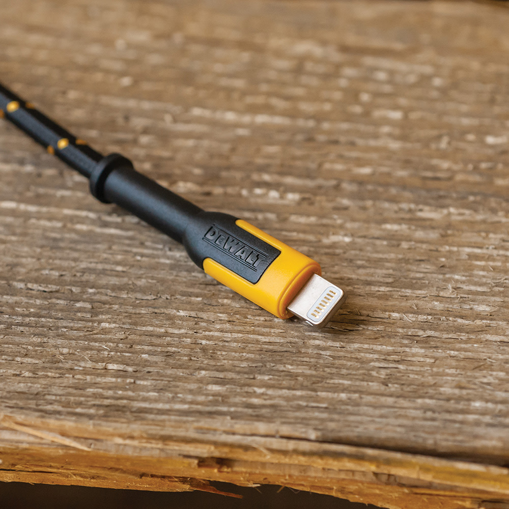 DEWALT Phone Charger Lightning Reinforced Braided Cable 4′ - Flockneti