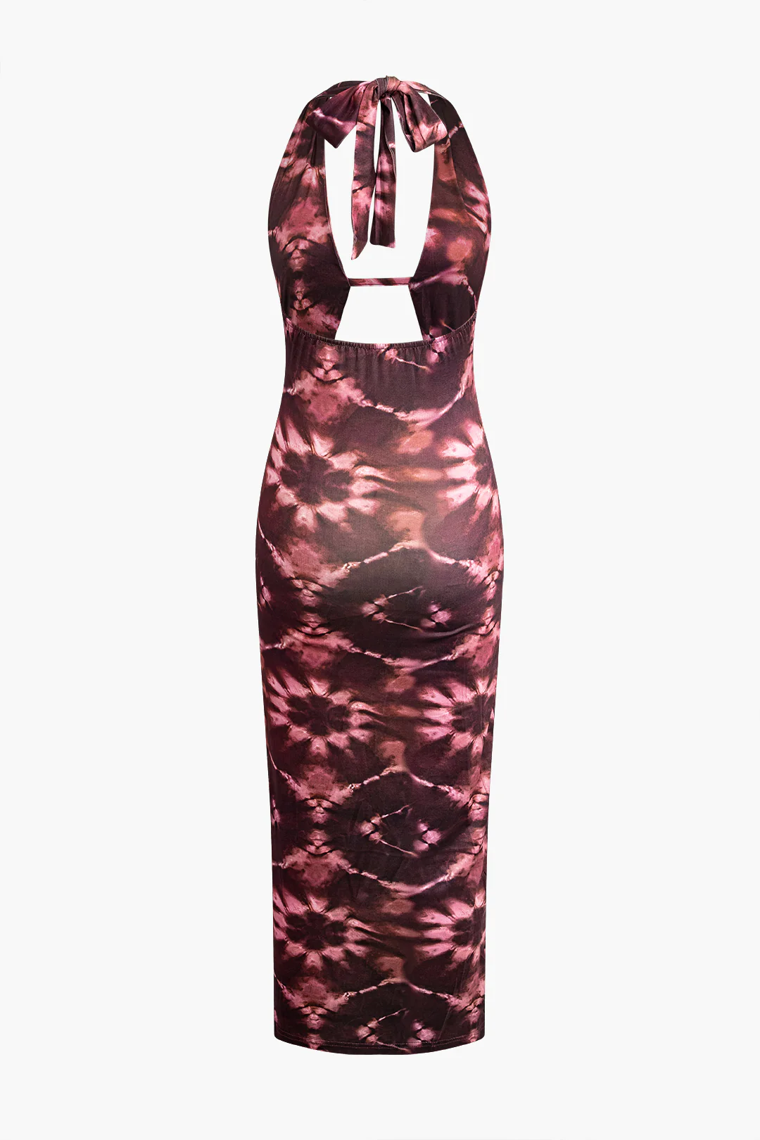 Tie Dye Print Backless Tie Up Sleeveless Maxi Dress - Flockneti
