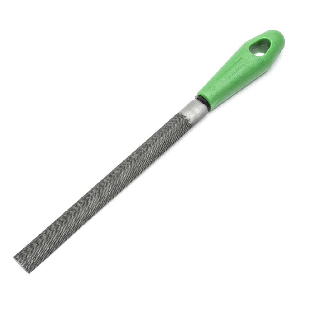 Crescent 8″ Half Round Double Cut Bastard File with Green Handle – Carded - Flockneti