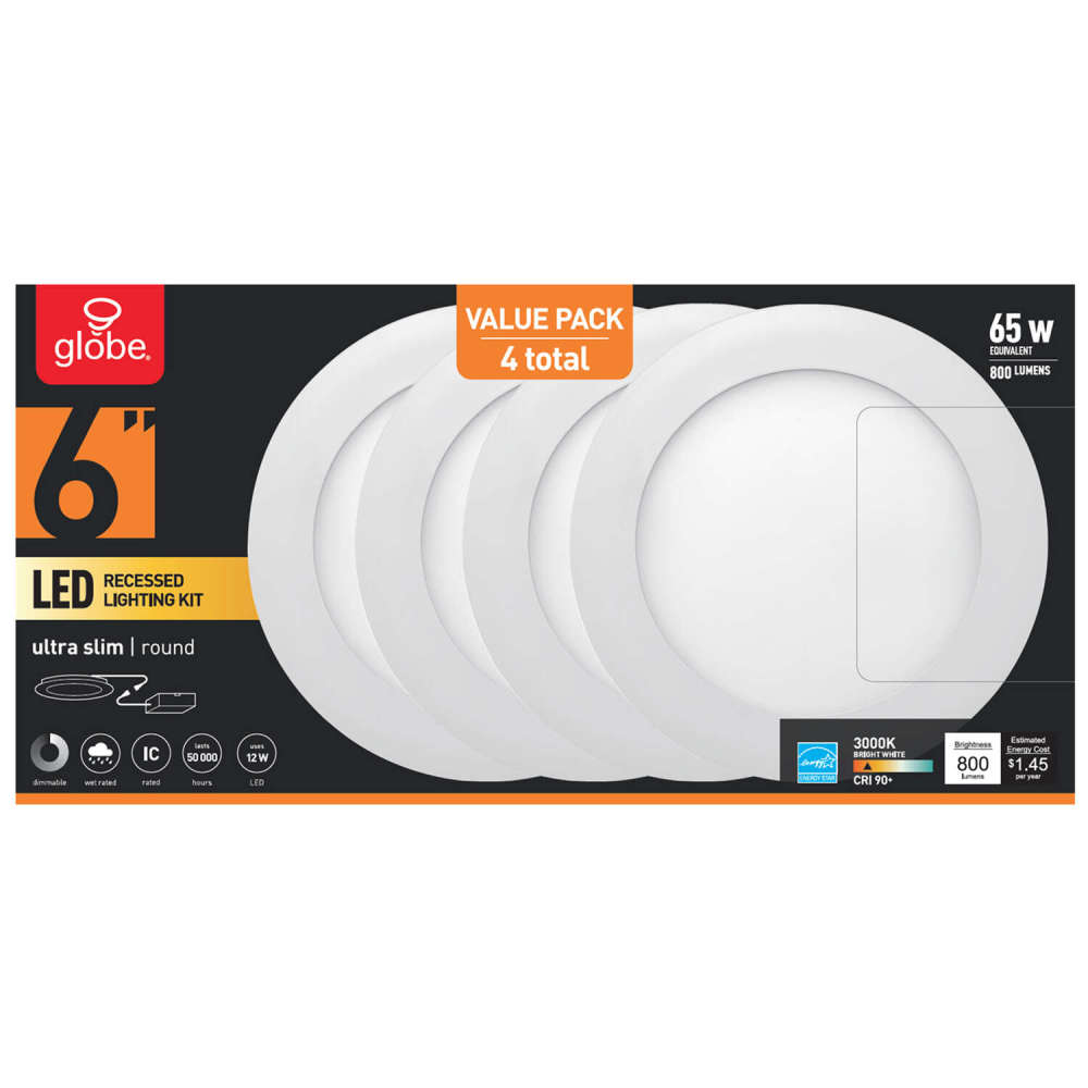 Globe Electric Ultra Slim ValuePack Recessed Lighting Kit 12W LED - Flockneti