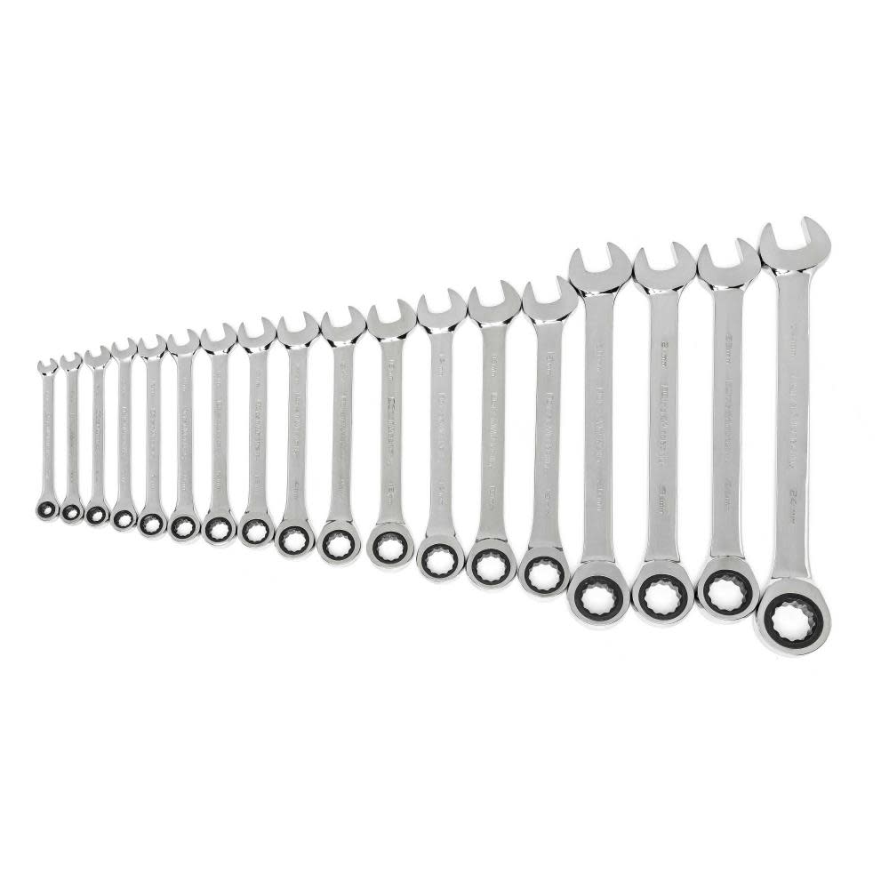 GEARWRENCH Wrench Set Ratcheting Combination Metric 18pc - Flockneti