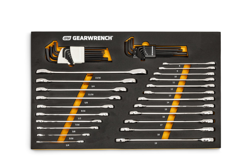 GEARWRENCH SAE/Metric Ratcheting Wrench and Hex Key Set 90T 44pc - Flockneti
