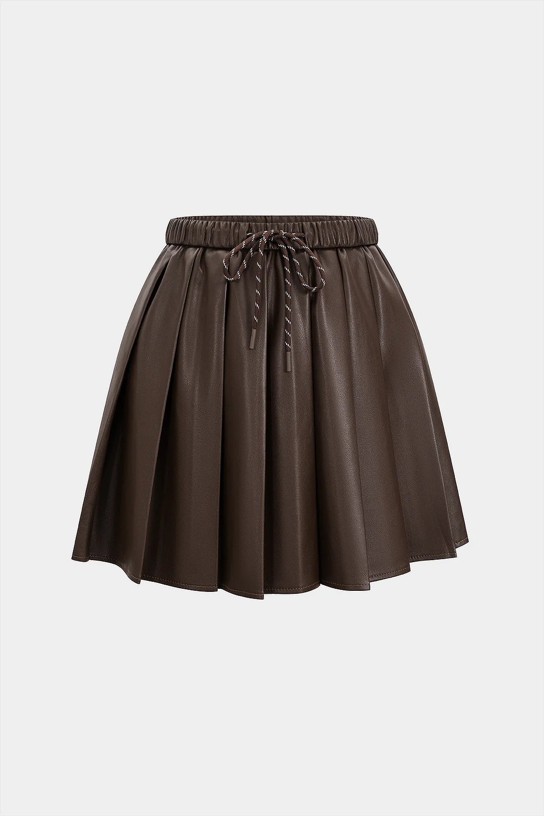Faux Leather Pleated Tie-Up Skirt - Flockneti