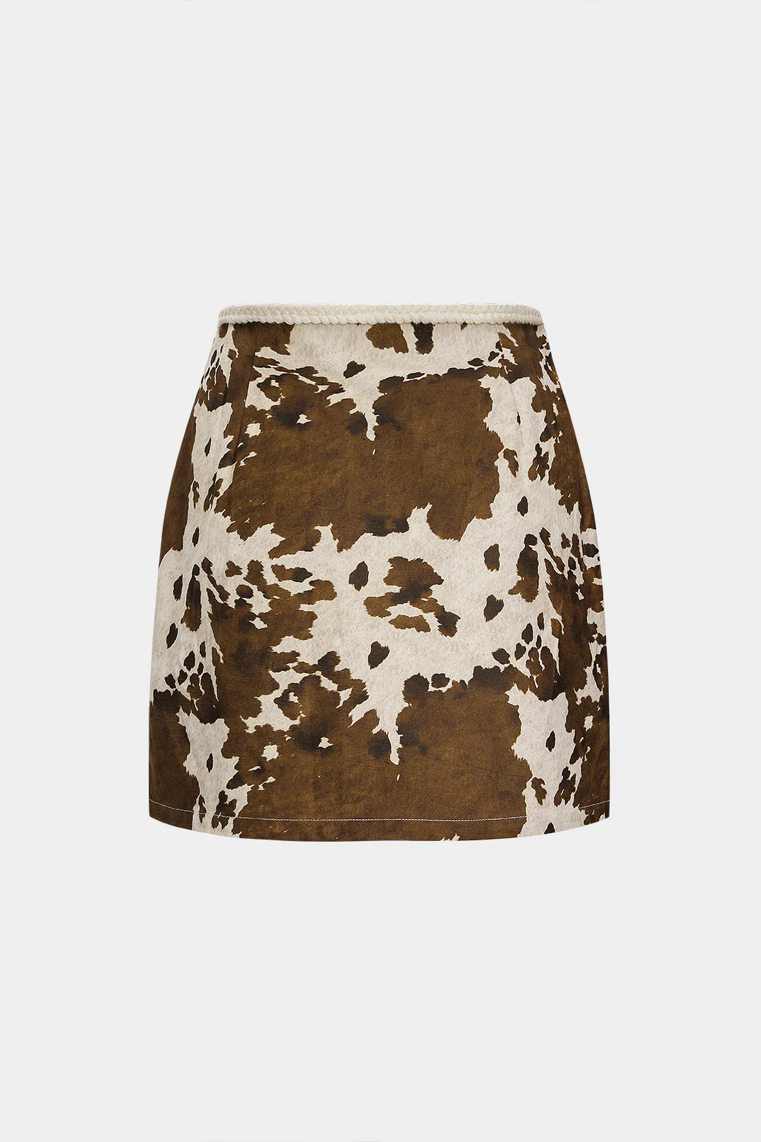 Abstract Print Braided Belted Zipper Skirt - Flockneti