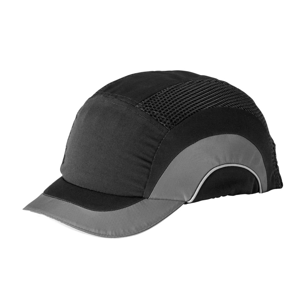 Protective Industrial Products HardCap A1+ Bump Cap Black/Gray Short Brim Baseball Style - Flockneti