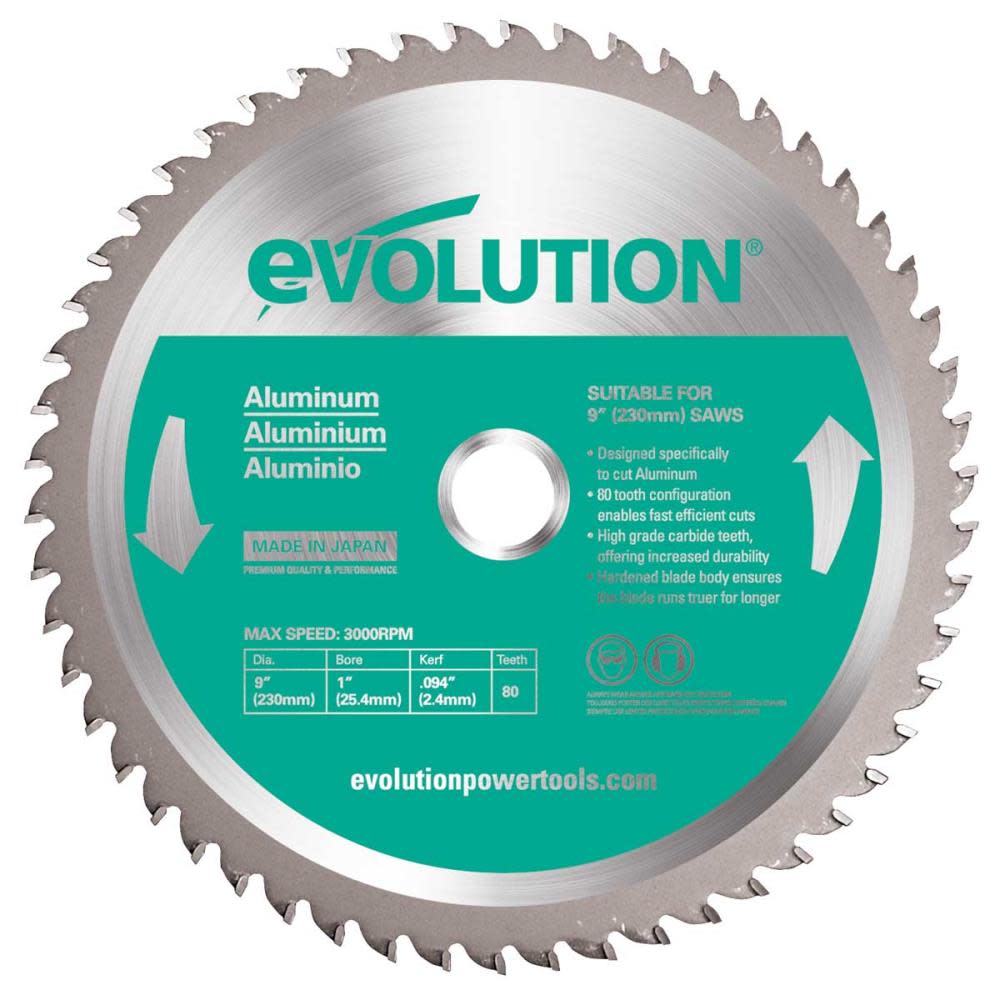 Evolution Power Tools 9 in Aluminum Cutting Blade - Flockneti