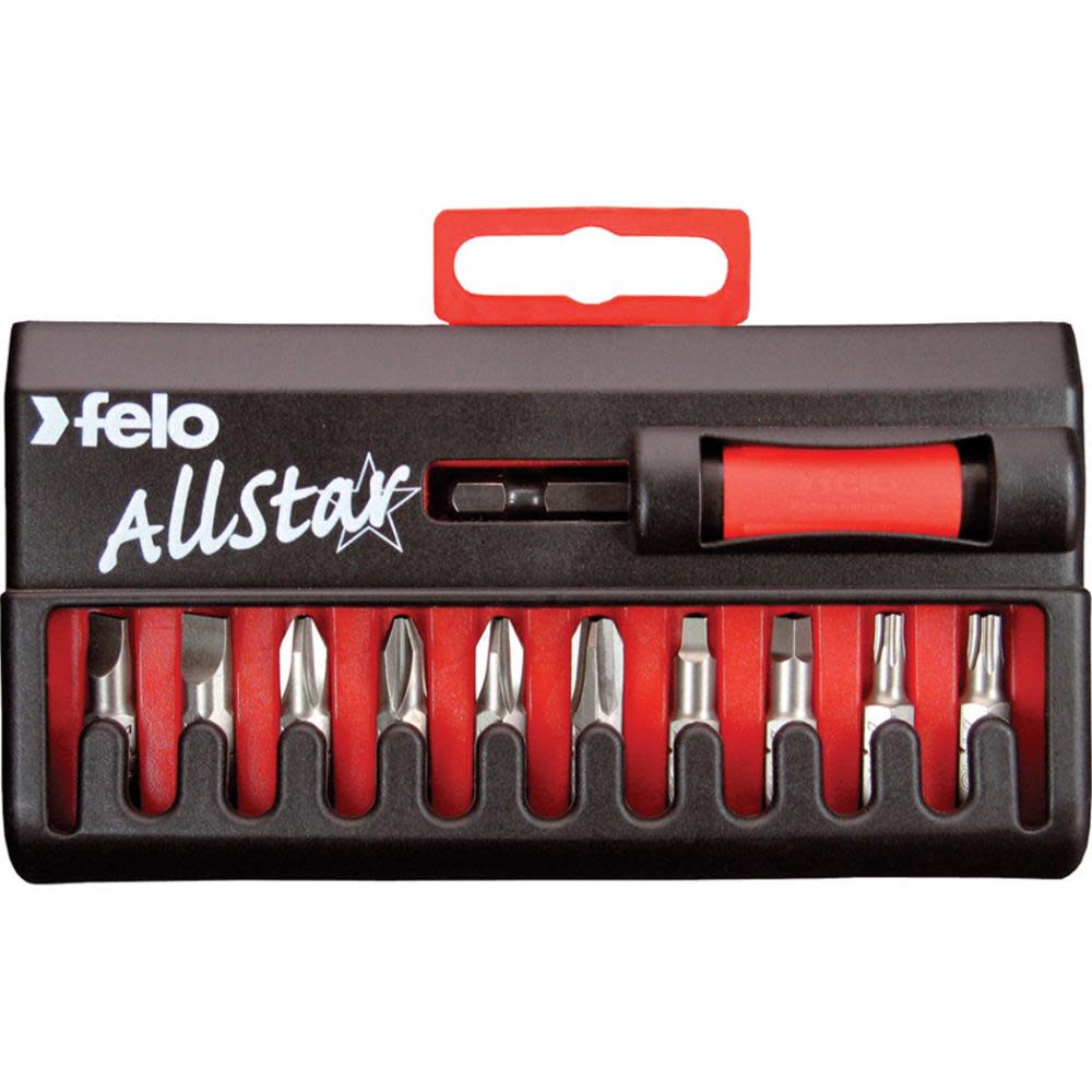 Felo 10Pc All Star Univ Bit Set with Self Adjusting Screw Holder - Flockneti