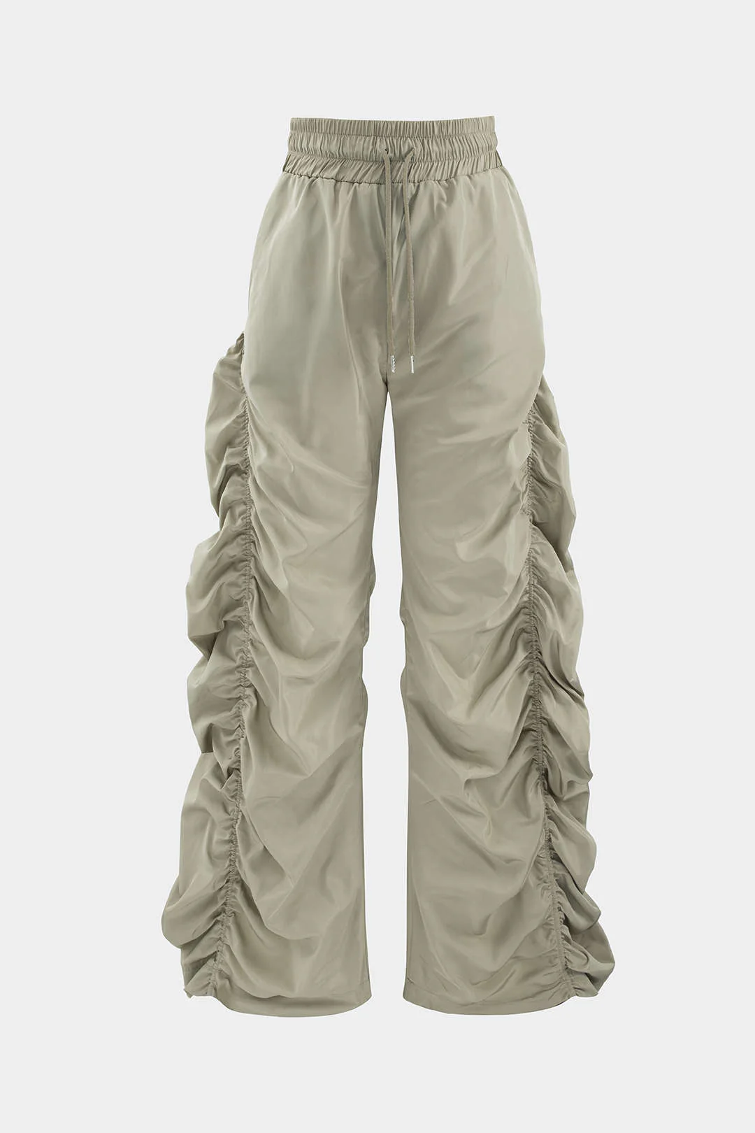 Gathered Drawstring Wide Leg Cargo Pants - Flockneti