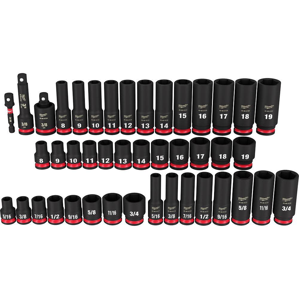 Milwaukee 3/8″ Drive SAE & Metric Deep 6 Point 43pc - Flockneti