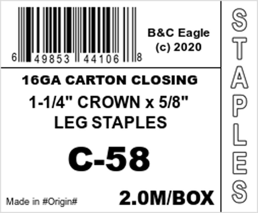 B and C Eagle (2M) 1-1/4 Crown x 5/8 Leg Galvanized Collated Staples - Flockneti