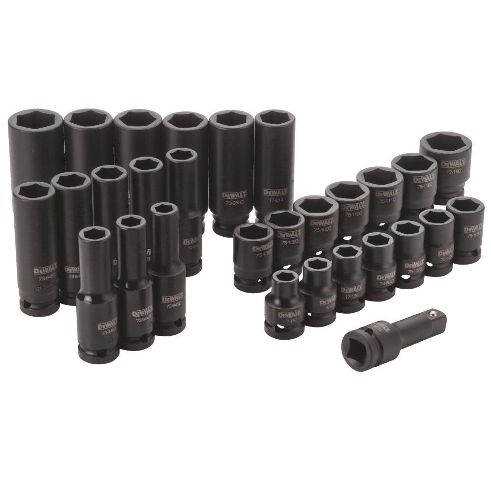 DEWALT 30 Piece 1/2 in Drive Combination Impact Socket Set – 6 Point - Flockneti