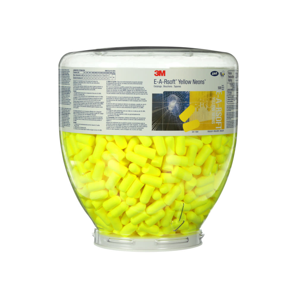 3M E-A-Rsoft Yellow Neons One Touch Refill Earplugs 391-1004 Uncorded Regular Size - Flockneti