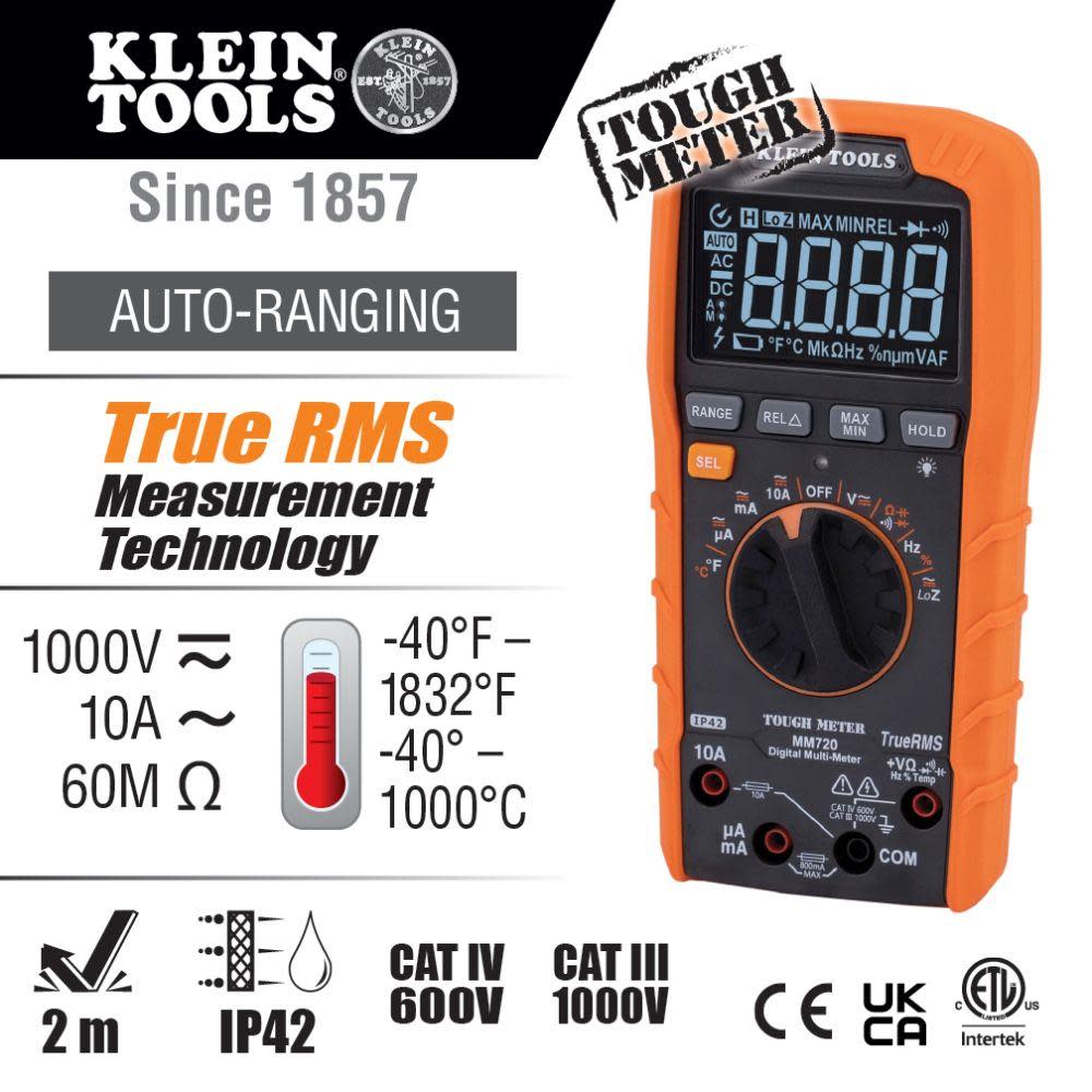 Klein Tools Digital Multimeter TRMS Auto 1000V - Flockneti