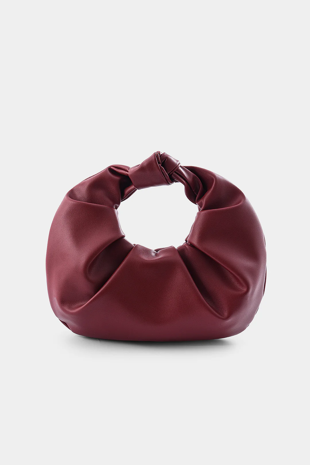Faux Leather Crescent Wrinkled Clutch Bag - Flockneti