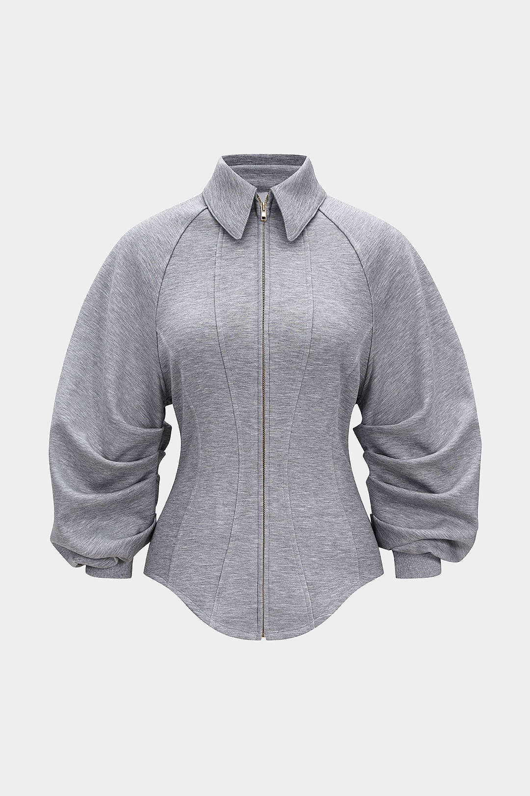 Zipper Ruched Waist-Cinching Sweatshirt - Flockneti