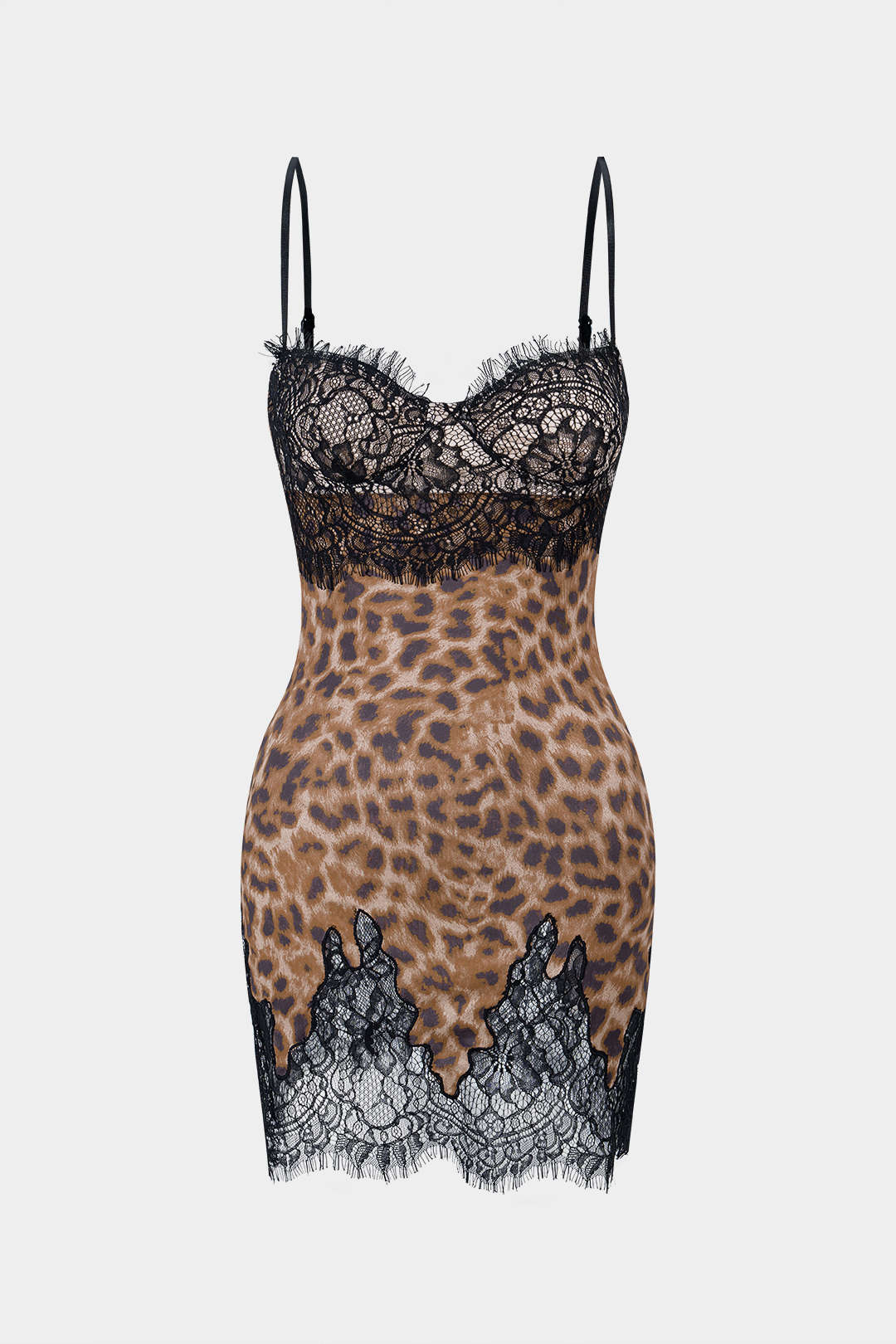 Leopard Print Lace Patchwork Backless Sleeveless Mini Dress - Flockneti