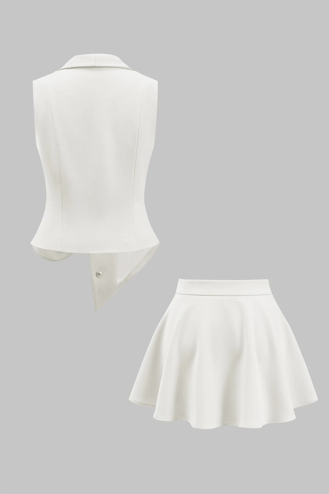 Metallic Asymmetrical Vest And Skirt Set - Flockneti