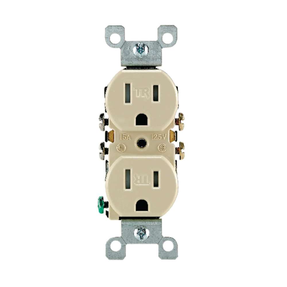 Leviton 15A 125V Ivory 2 Pole Grounded Duplex Outlet Receptacle - Flockneti