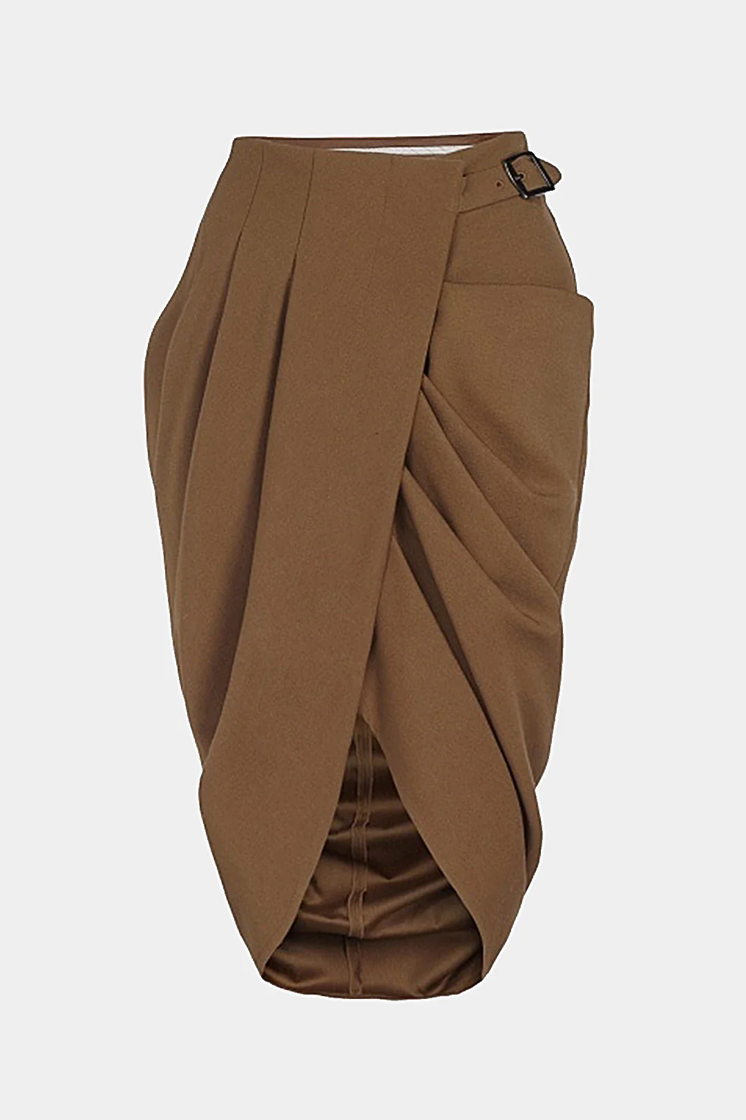 Asymmetry Belt Ruched Midi Skirt - Flockneti