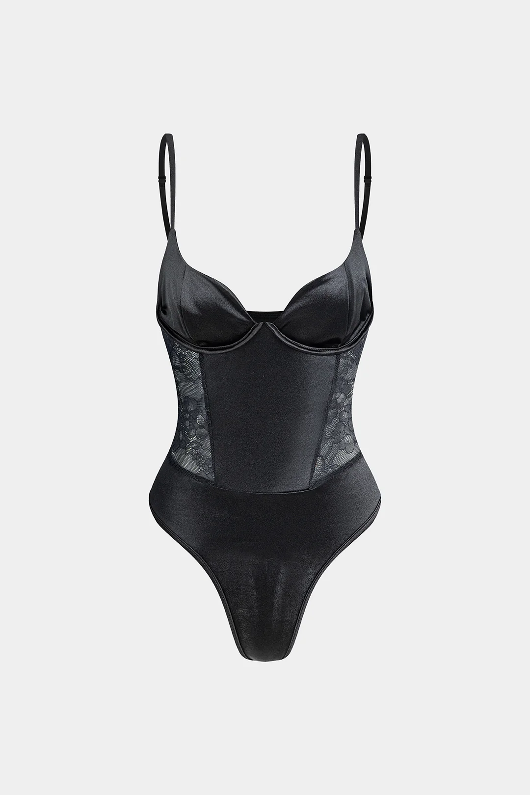 Velvet Lace Patchwork Bodysuit - Flockneti