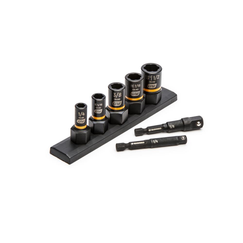 GEARWRENCH 7 Piece 1/4″ & 3/8″ Drive SAE Bolt Biter Impact Extraction Socket Set - Flockneti