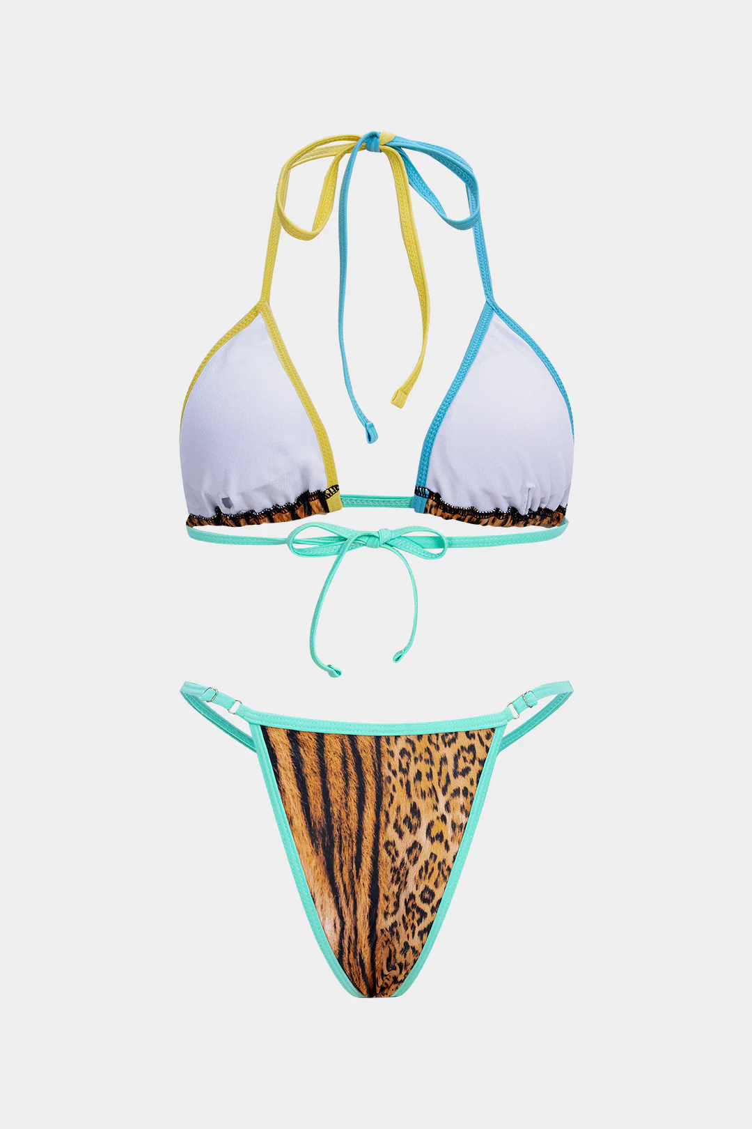 Leopard Print Leopard Tie-Up Split Bikini Set - Flockneti