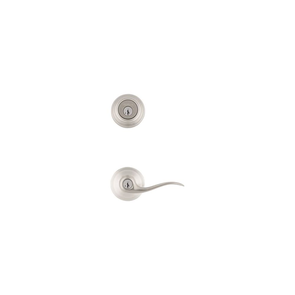 Kwikset Satin Nickel Tustin Door Lever & Single Cylinder Deadbolt Set - Flockneti