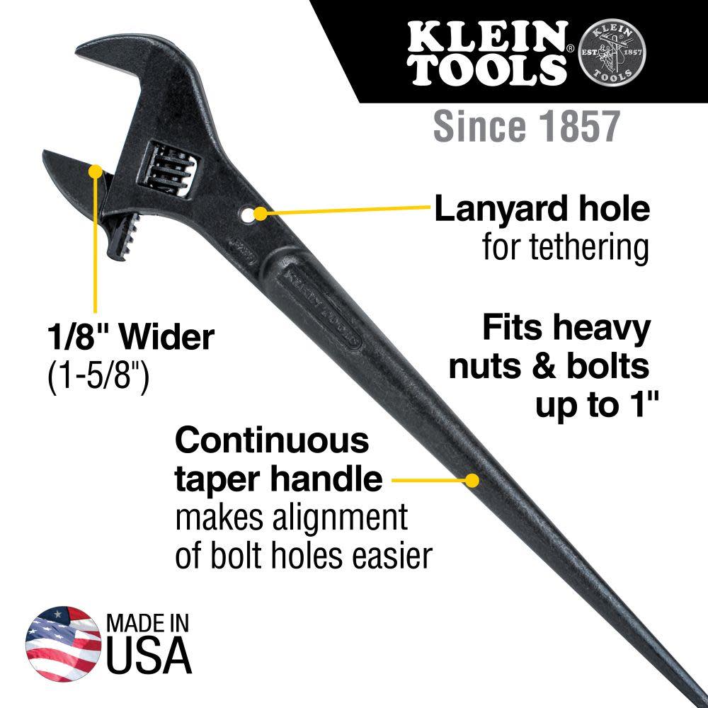 Klein Tools 16″ Adj.-Head Construction Wrench - Flockneti