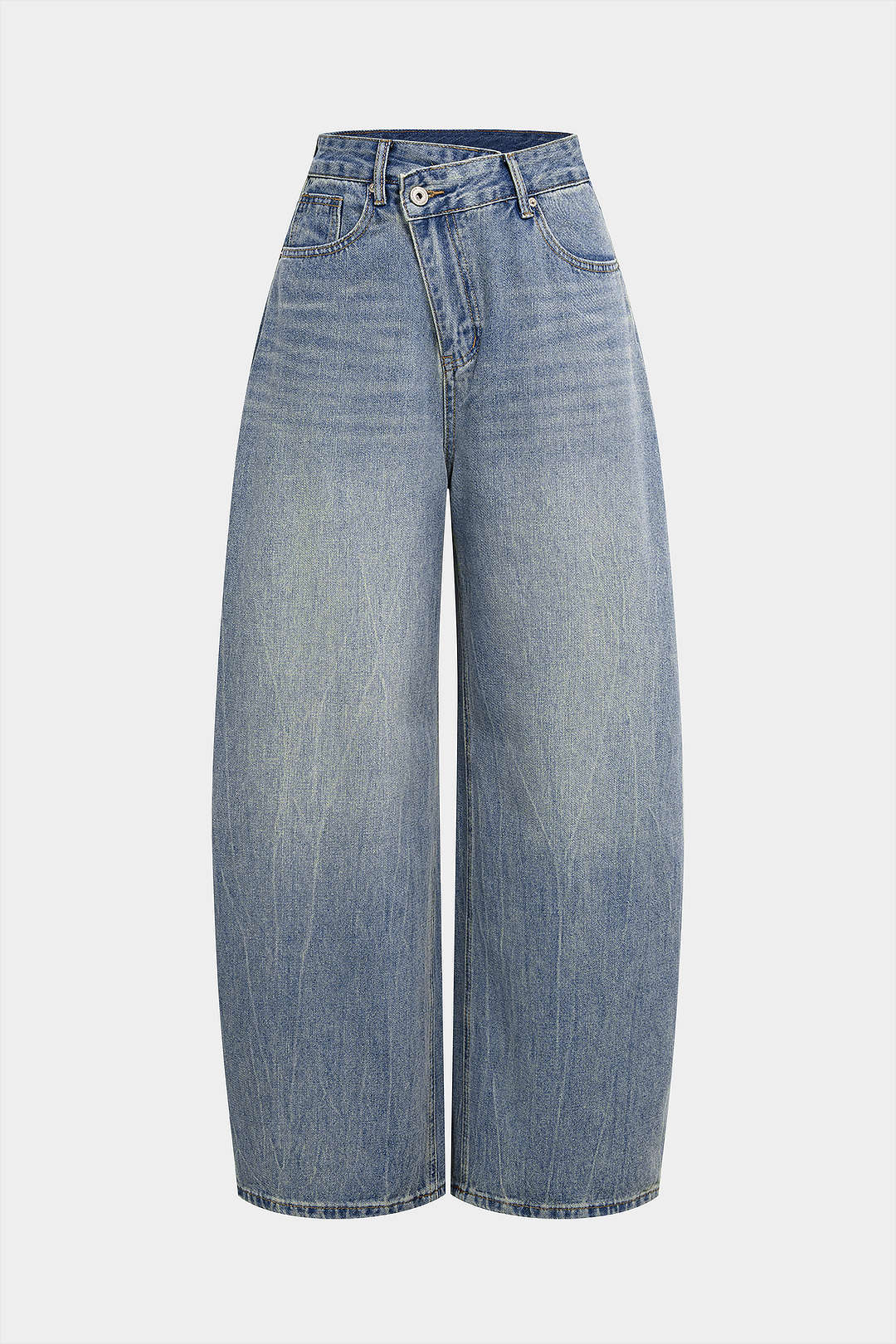 Denim Asymmetrical Wide Leg Jeans - Flockneti
