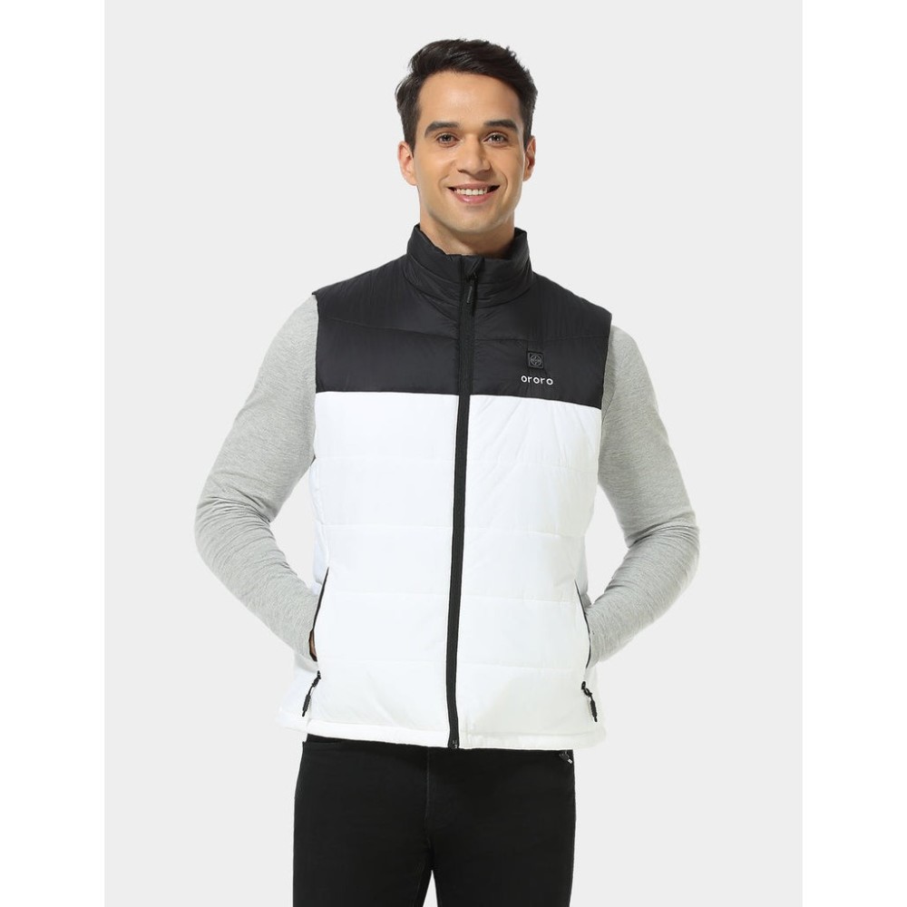 ORORO Mens Black & White Classic Heated Vest Kit 2X - Flockneti