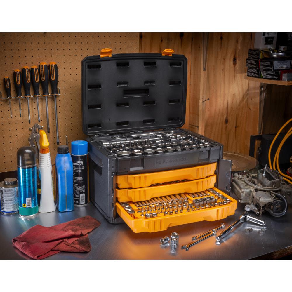 GEARWRENCH 243 Pc. 6 Point Mechanics Tool Set in 3 Drawer Storage Box - Flockneti