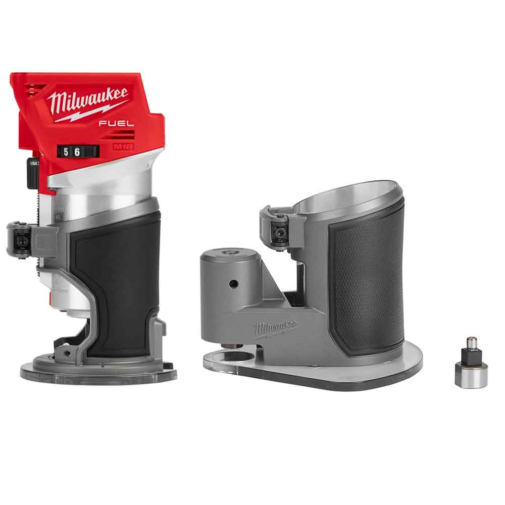 Milwaukee M18 FUEL Compact Router with Offset Base (Tool & Bases Only) - Flockneti