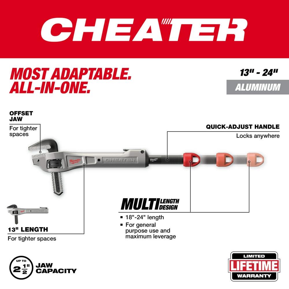 Milwaukee CHEATER Pipe Wrench Aluminum Offset Adaptable - Flockneti