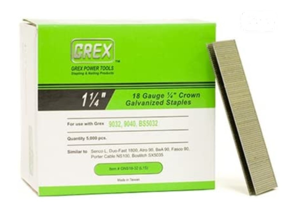 Grex Power Tools 7/8 in. 18 Ga. 3/8 In. Crown Staples, Galvanized, 5M - Flockneti