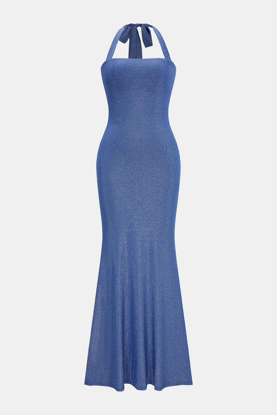 Textured Halter Tie Back Backless Sleeveless Maxi Dress - Flockneti