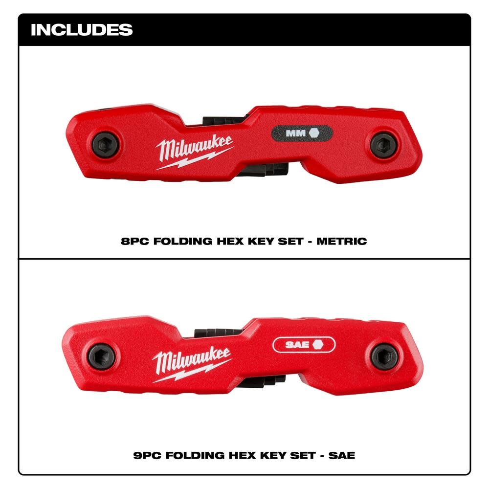 Milwaukee 17 Key Folding Hex Key Sets SAE/Metric 2pc - Flockneti