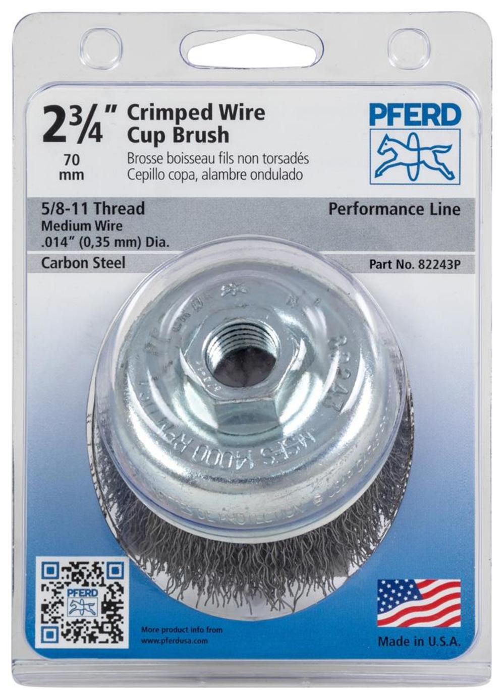 Pferd P.O.P. 2-3/4″ Crimped Wire Cup Brush – .014 CS Wire 5/8-11 Thread (ext.) - Flockneti