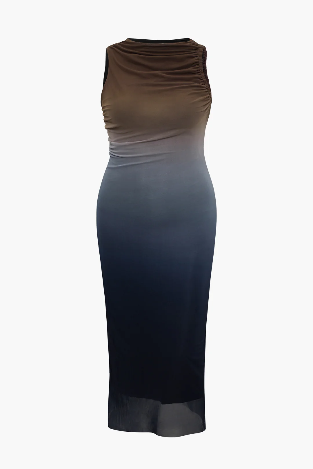 Plus Size Ombre Print Ruched Tank Maxi Dress - Flockneti