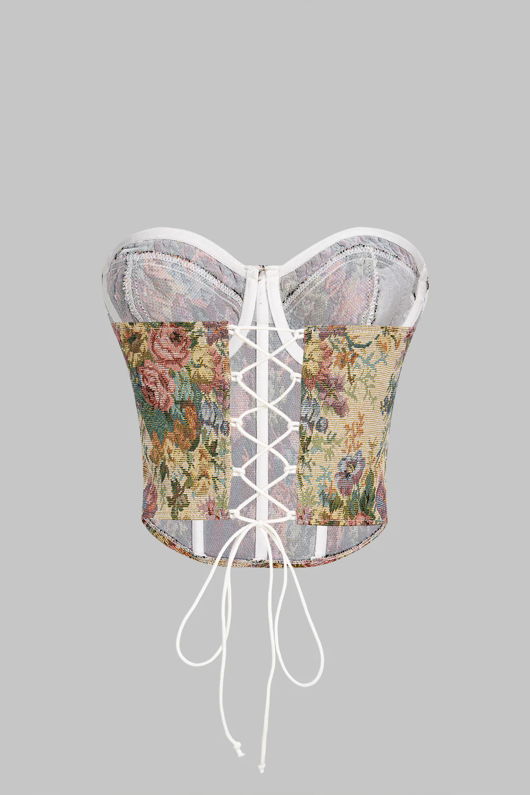 Jacquard Tie-Up Corset Tube Top - Flockneti