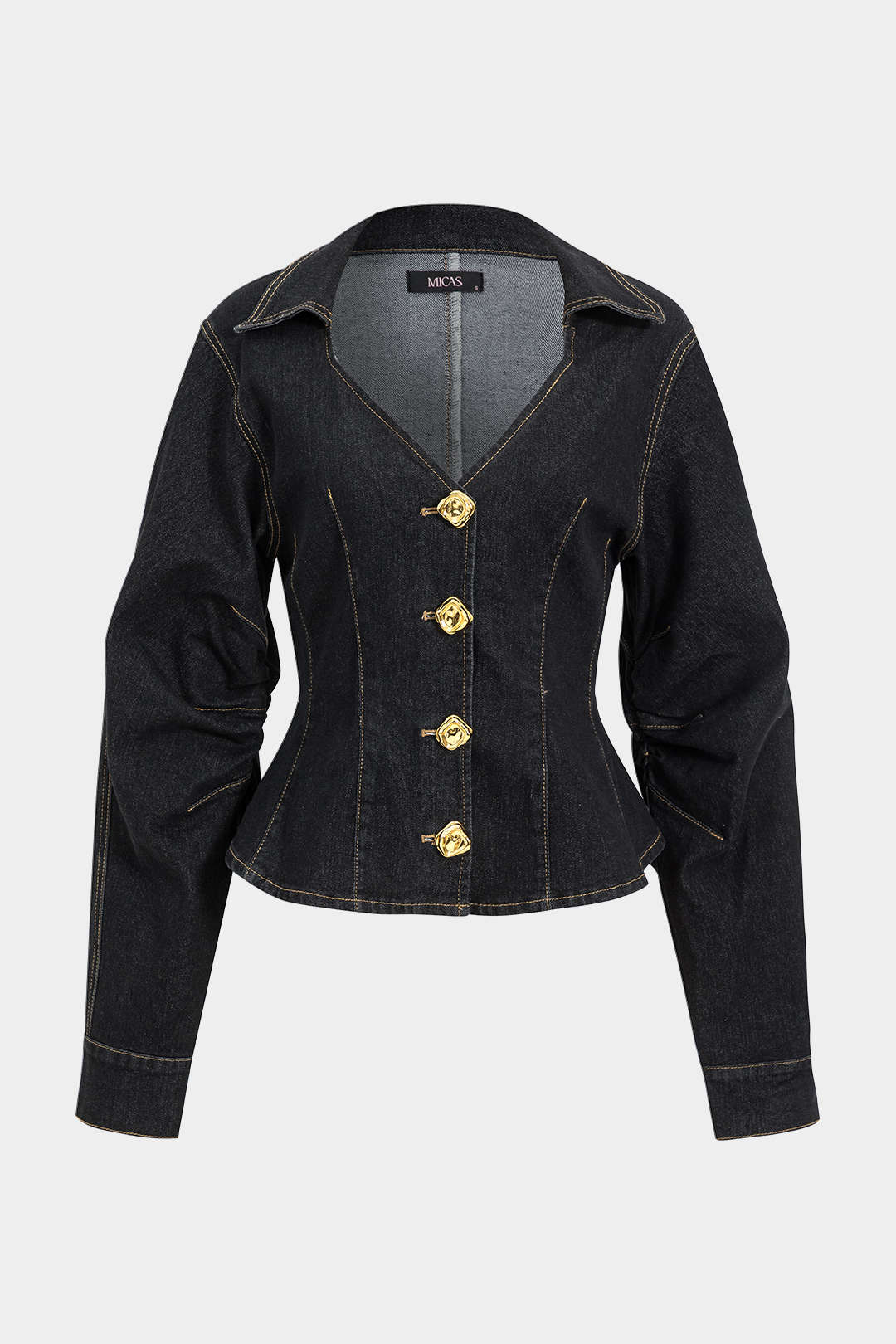 Denim Metallic Button Outerwear - Flockneti