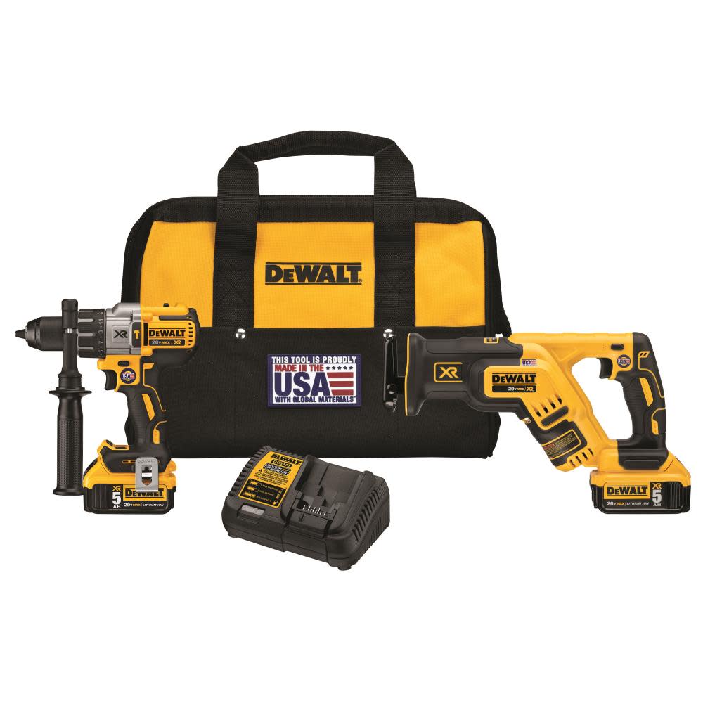 DEWALT 20V MAX XR Hammer Drill & Reciprocating Saw Combo Kit - Flockneti